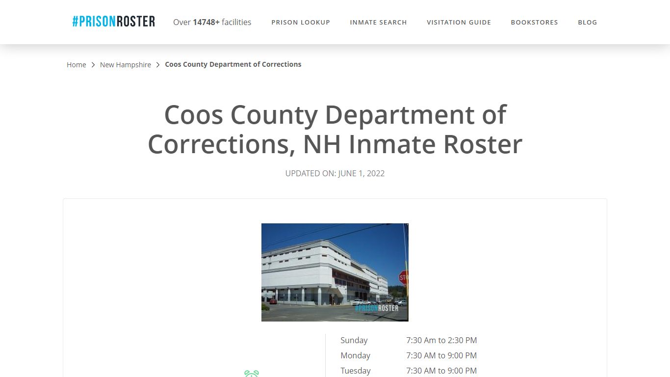 Coos County Department of Corrections, NH Inmate Roster